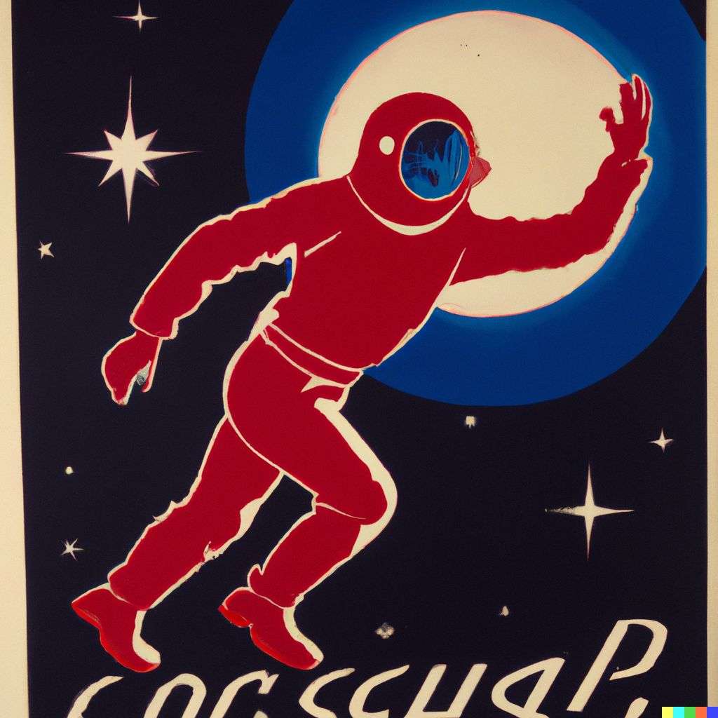 an astronaut, Soviet poster